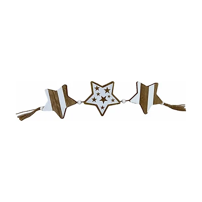 Table Star Wooden Garland, White & Gold