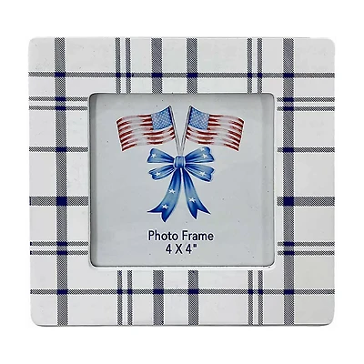 Blue Plaid Wooden Picture Frame, 4 in x 4 in