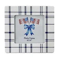 Blue Plaid Wooden Picture Frame, 4 in x 4 in