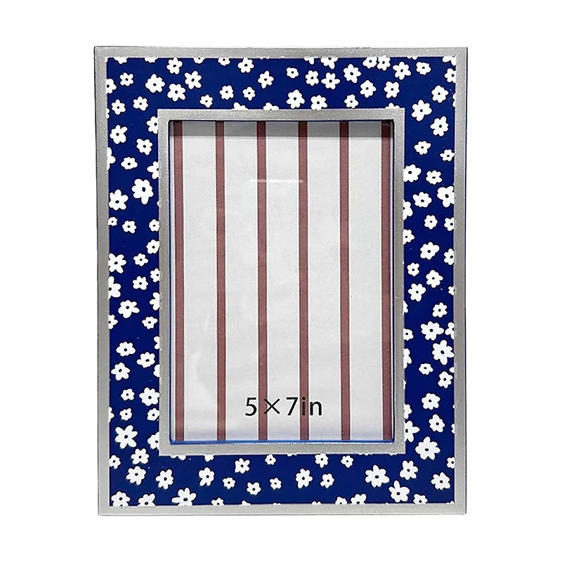 Blue Floral 5 in x 7 in Photo Frame