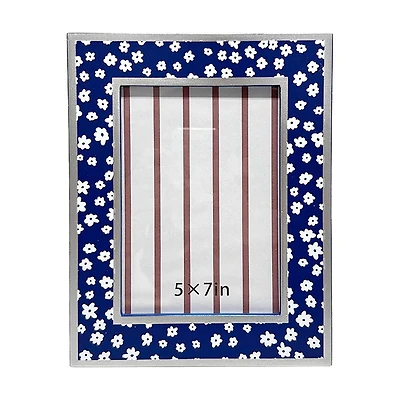 Blue Floral 5 in x 7 in Photo Frame