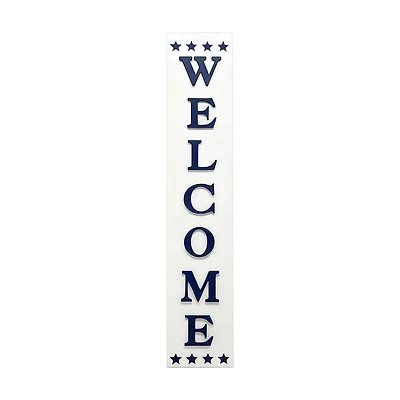 Patriotic Blue 'Welcome' Porch Leaner, 44 in