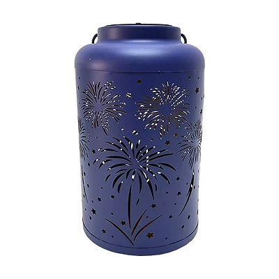 Fireworks Solar Lantern, 10.5 in, Blue