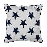 Navy Star Embroidered Cushion, 18 in x 18 in