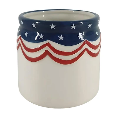 American-Themed Ceramic Jar, 3.5 in
