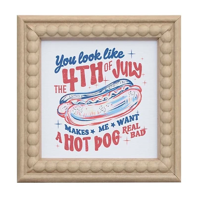 4th of July Hot Dog Tabletop Art, 5 in x 5 in