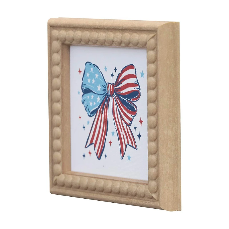 American Flag Bow Tabletop Art, 5 in x 5 in