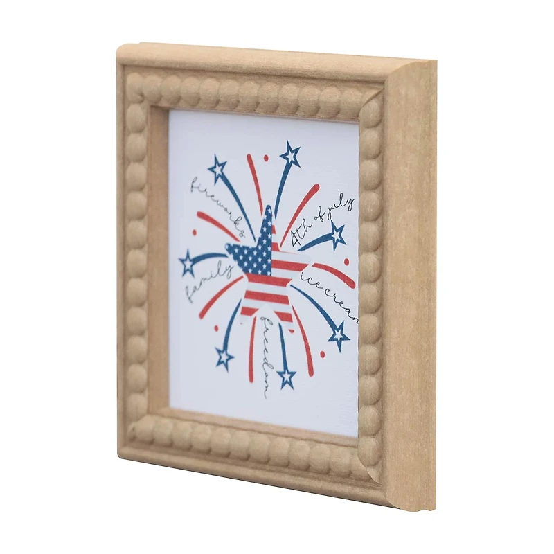 Patriotic Fireworks Tabletop Art, 5 in x 5 in