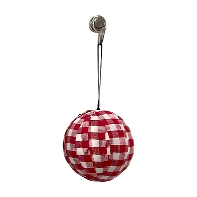 Red Plaid Fabric Ornament, 4 in