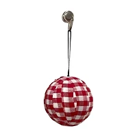 Red Plaid Fabric Ornament, 4 in
