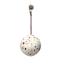 White with Patriotic Stars Fabric Ornament, 4 in