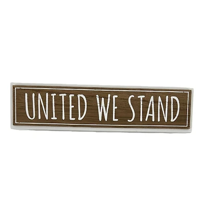 'United We Stand' Wooden Wall Sign, 8 in