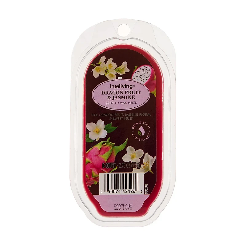 True Living Dragon Fruit & Jasmine Scented Wax Melts, 6 ct