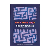 Black Paper Party Blue & Lavender Geometric Satin Standard Pillowcase, 26x20 in