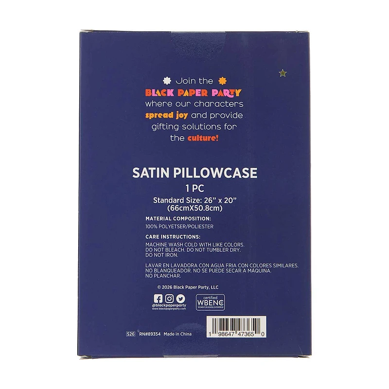 Black Paper Party Blue & Lavender Geometric Satin Standard Pillowcase, 26x20 in