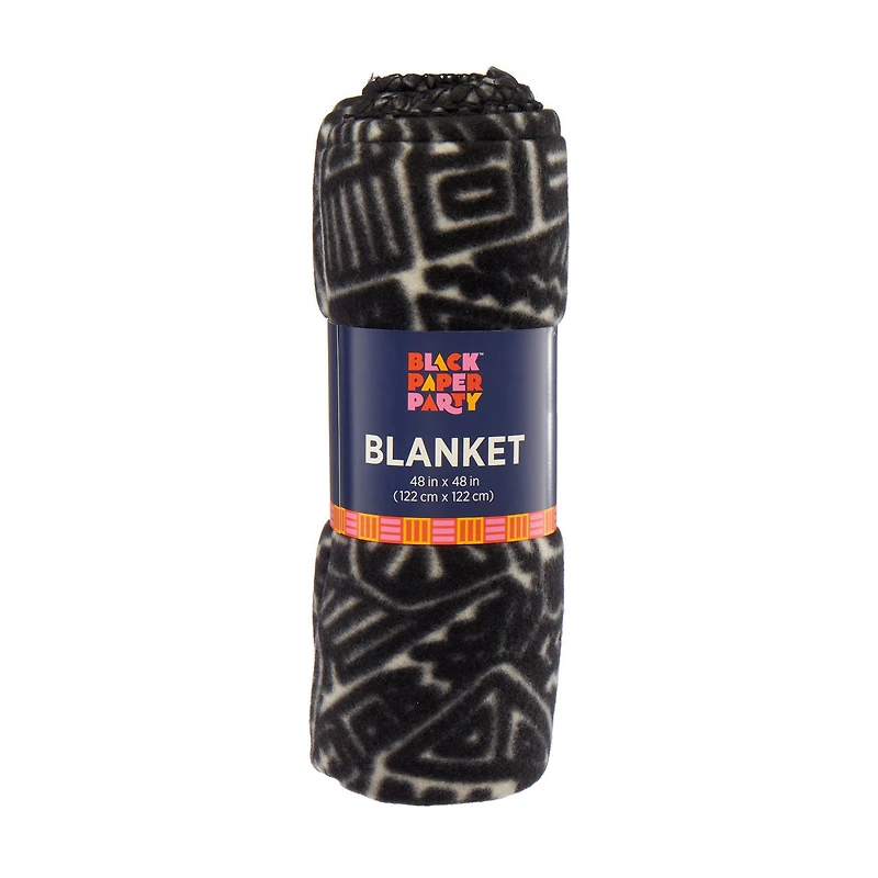 Black Paper Party Black History Month Blanket, 48x48 in