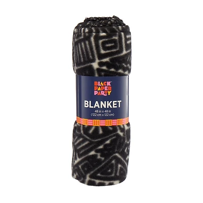 Black Paper Party Black History Month Blanket, 48x48 in
