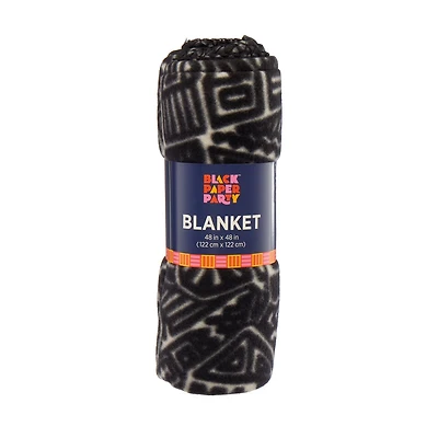 Black Paper Party Black & White Geometric Print Blanket, 48x48 in