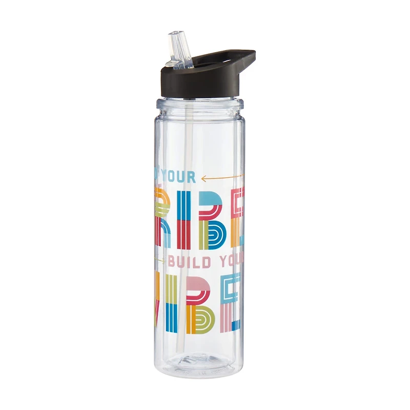 "Find Your Tribe, Build Your Vibe" Black History Month Plastic Water Bottle