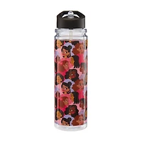 Black History Month Women's Face Print Plastic Water Bottle with Lid and Straw