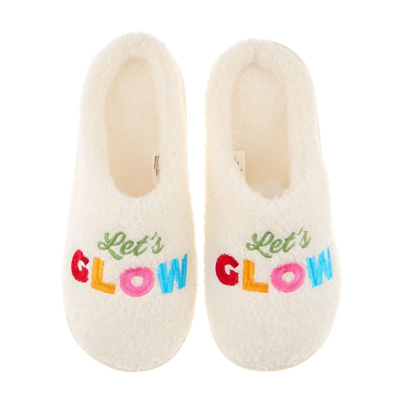"Let's Glow" Black History Month Women's Cream Slippers, Medium
