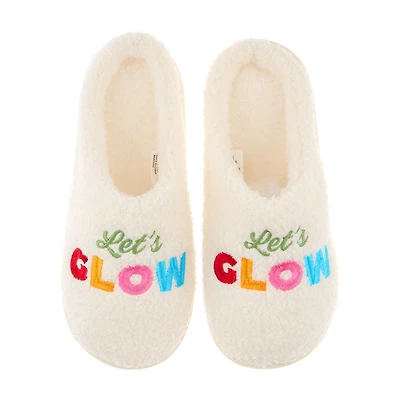 "Let's Glow" Black History Month Women's Cream Slippers, Large