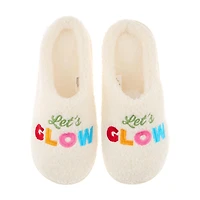 "Let's Glow" Black History Month Women's Cream Slippers, Large