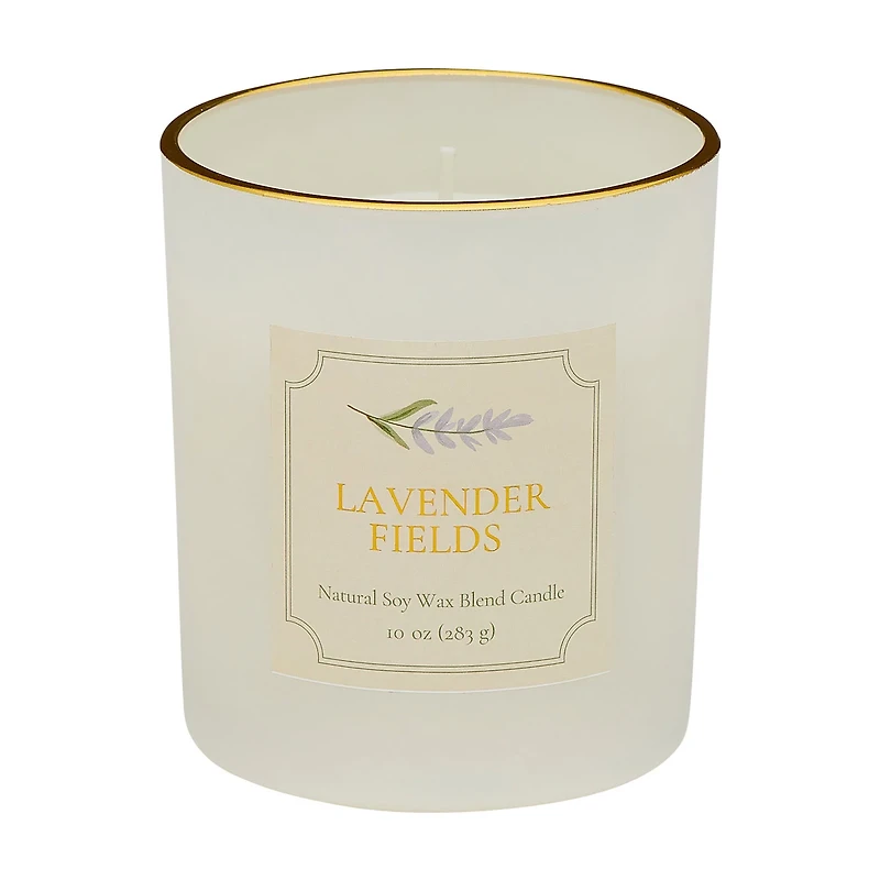 Holly Williams Lavender Fields Gold and White Jar Candle, 10 oz