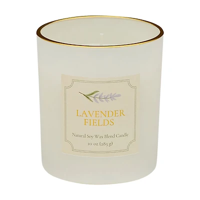 Holly Williams Lavender Fields Gold and White Jar Candle, 10 oz