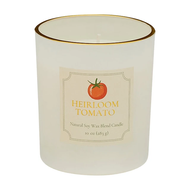 Holly Williams Heirloom Tomato Gold and White Jar Candle, 10 oz