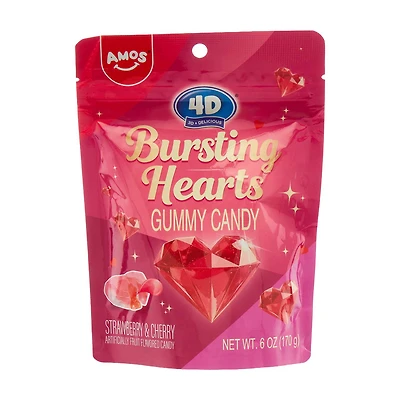 Amos 4D Bursting Hearts Gummy Candy, 6 oz