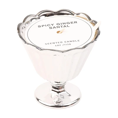 Spicy Ginger Santal Scented Candle in Metallic Cocktail Glass, 4 oz