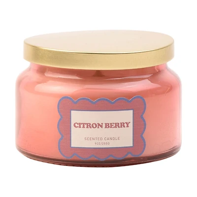 Citron Berry Scented Candle in Glass Jar with Lid, 9 oz
