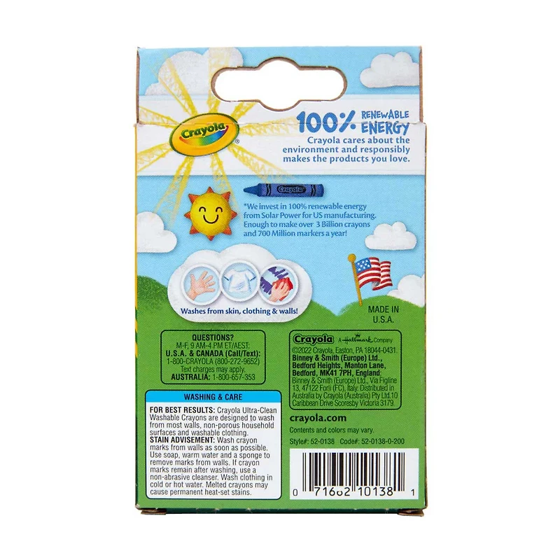 Crayola Ultra Clean Washable Crayons, 24 ct