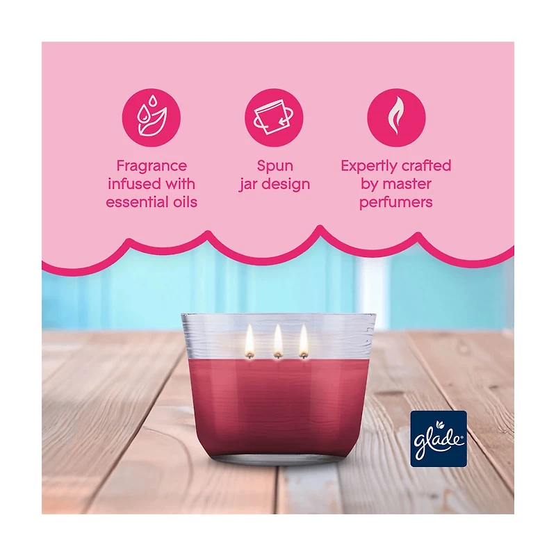 Glade 3-Wick Scented Candle Jar, Berry Gummy Bears Scent, 6.8 oz