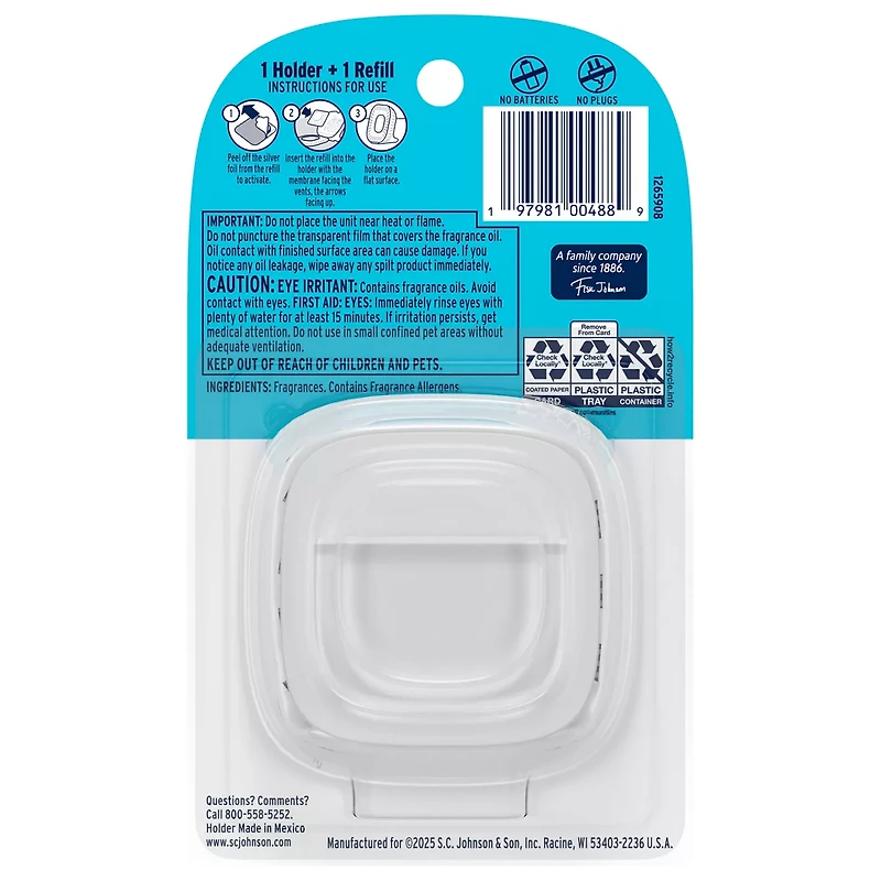 Glade® Small Room Freshener Starter Kit, Sea Waves, 1 Device + 1 Refill, 0.25 fl