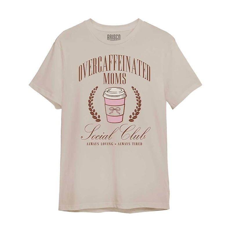 Mother's Day Overcaffeinated Moms Social Club Woman's T-Shirt, Medium