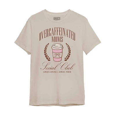 Mother's Day Overcaffeinated Moms Social Club Woman's T-Shirt, Medium