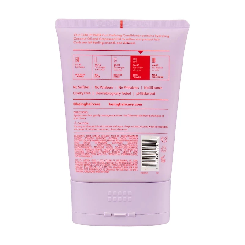 Being Curl Power Curl Defining Conditioner, Coconut and Grapeseed Oil, 12 fl oz