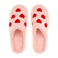 Galentine Women's Polyester Slippers, Pink Hearts, Small