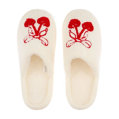 Galentine Women's Polyester Slippers, White Cherries, Large