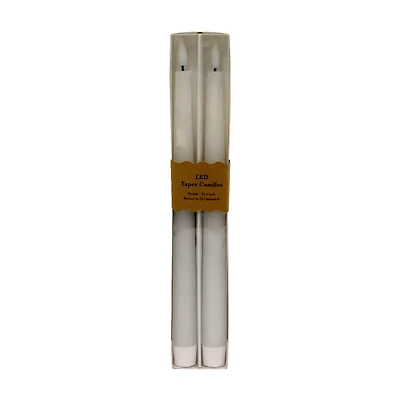 LED Taper Unscented Candle Set, White, 2 pk