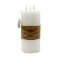 LED White Pillar Candle, 3 Bulb, 8 in