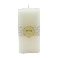 Ribbed White Unscented Pillar Candle, 13 oz