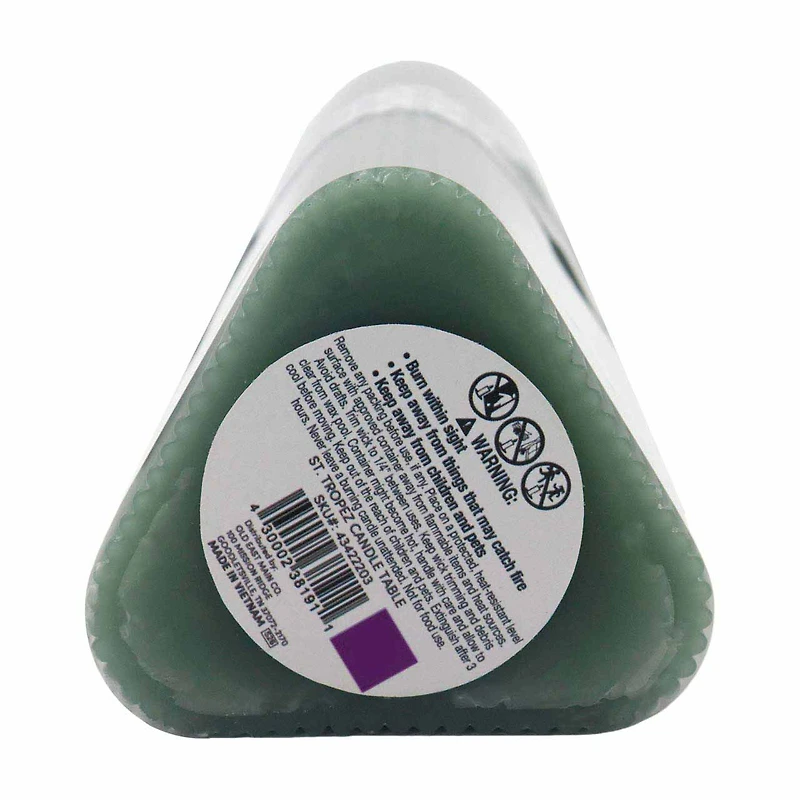 Ribbed Green Unscented Pillar Candle, 13 oz
