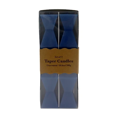 Zigzag Blue Unscented Taper Candle, 10.6 oz, 2 pk