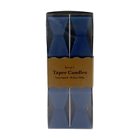 Zigzag Blue Unscented Taper Candle, 10.6 oz, 2 pk