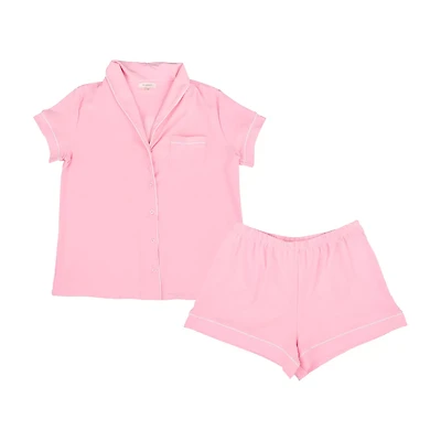 Women's Pink Notch Pajama Set, X-Large