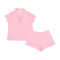 Women's Pink Notch Pajama Set, X-Large