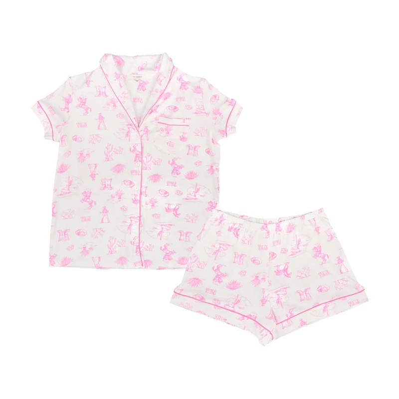 Women's Cowboy Print Notch Pajama Set